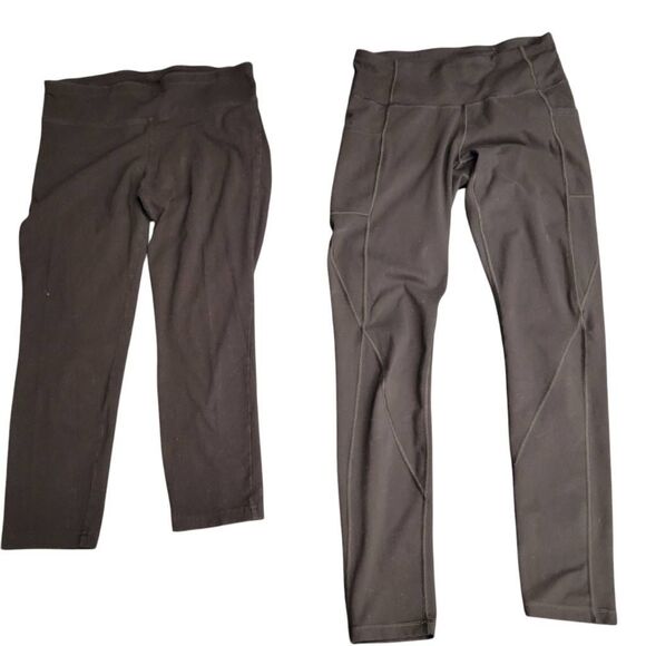 Workout Leggings TWO 2 Black Running Zumba Cardio Strength Training Yoga Pants - Picture 2 of 10